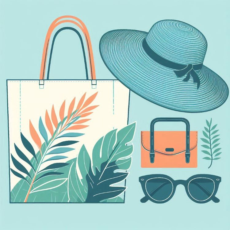 Simple line drawing of a bag, hat and glasses symbolizing animal rights accessories in Vegetizer