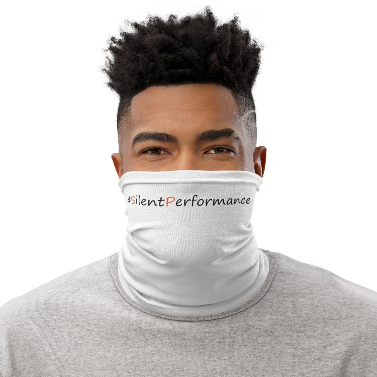 Vegetizer neck gaiter featuring #SilentPerformance for animal rights and species equality