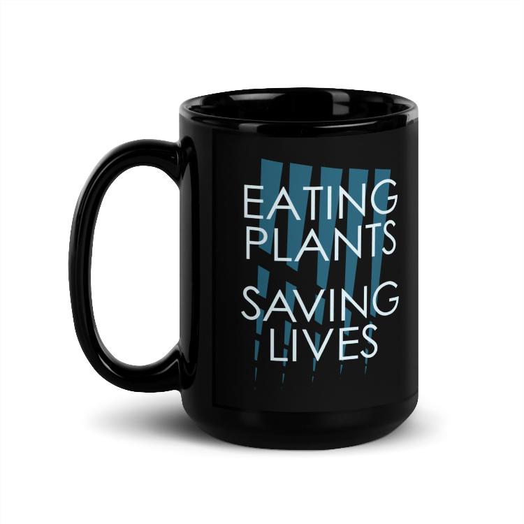 Bright mug advocating for animal rights and plant-based eating