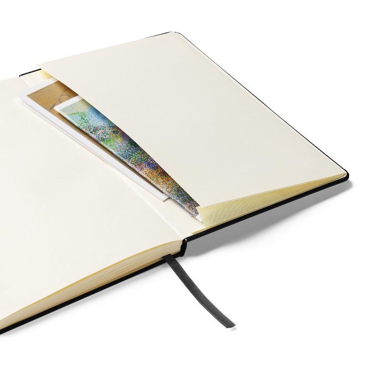 Vegetizer Hardcover Bound Notebook featuring campaign symbol and hashtag #AllSpeciesEquity, 80 lined cream-colored pages, elastic closure, ribbon marker, expandable inner pocket, eco-friendly design