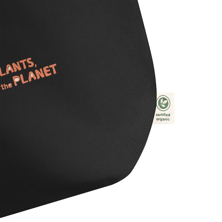 Large Organic Tote Bag - 30-Day Plant-Based Challenge - Eat Plants, Save the Planet - Print