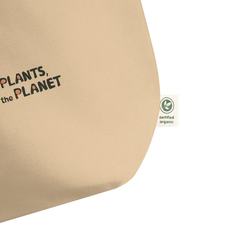 Large Organic Tote Bag - 30-Day Plant-Based Challenge - Eat Plants, Save the Planet - Print