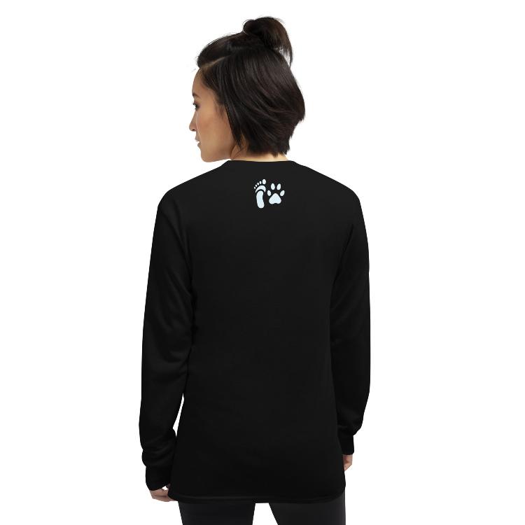 Comfortable long sleeve shirt with 'Plant-Based and Proud' slogan and animal paw prints