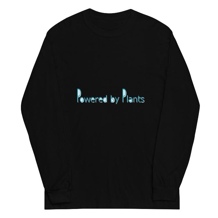 Long sleeve shirt with "Powered by Plants" print and animal-human harmony design