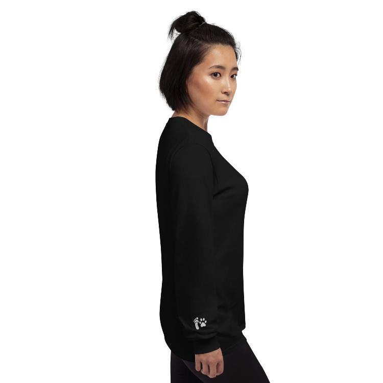 Stylish long sleeve shirt with #MeatlessForAMonth embroidery and animal paw prints