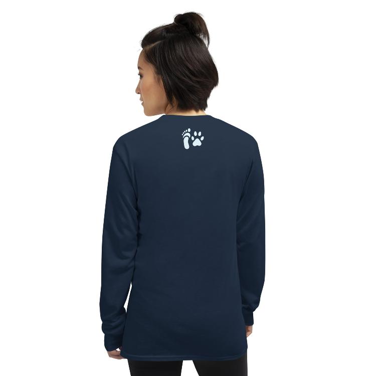 Long sleeve shirt with ‘Eating Plants, Saving Lives’ slogan and animal paw prints