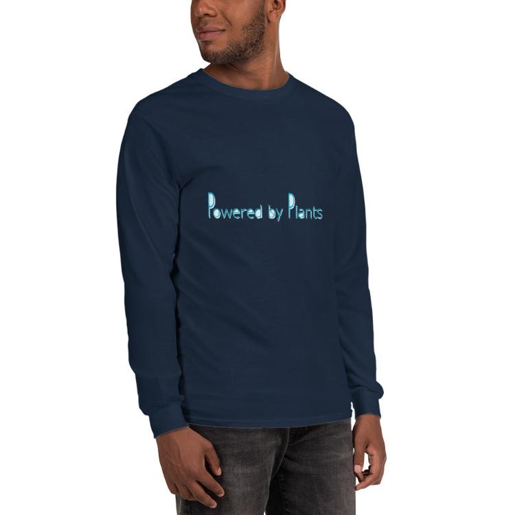 Long sleeve shirt with "Powered by Plants" print and animal-human harmony design