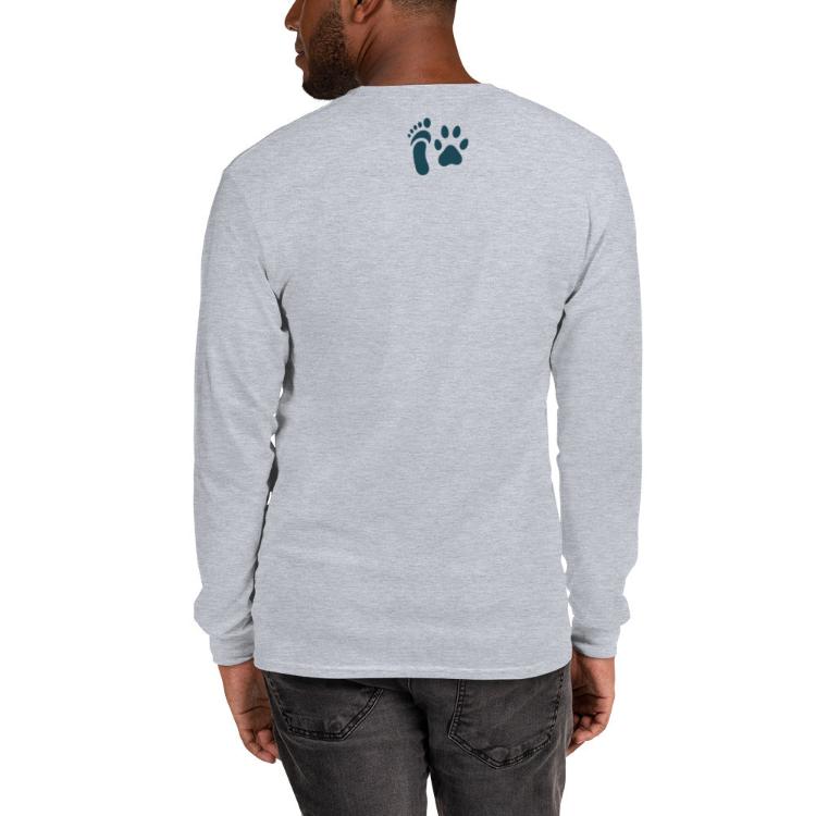 Long sleeve shirt featuring 'Plant-Based and Proud' slogan with animal paw prints