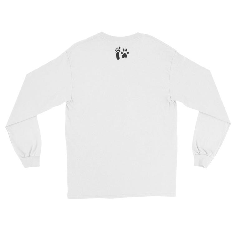 long sleeve shirt with #AllSpeciesEquity emblem and paw prints