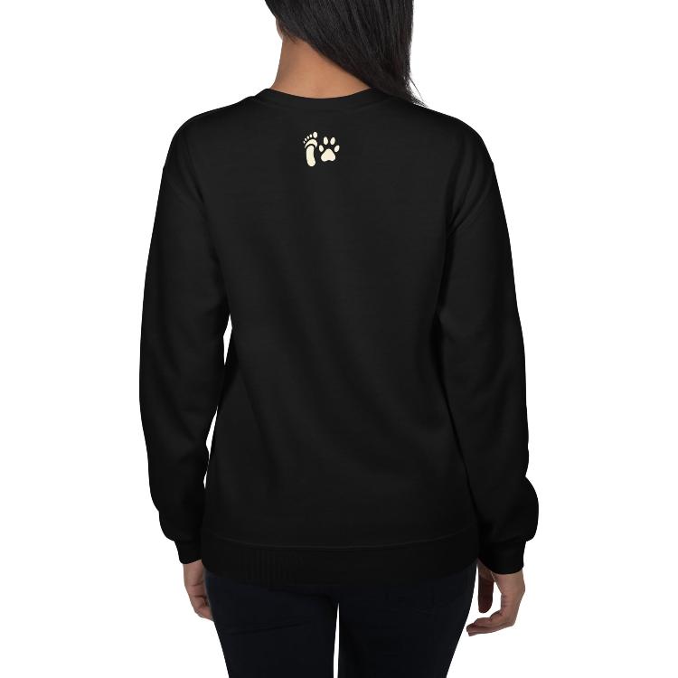 Vegetizer unisex sweatshirt featuring the #AllSpeciesEquity campaign symbol on the front, with a human foot and animal paw design on the outside label, made from 50% cotton and 50% polyester, pre-shrunk, classic fit, designed to promote animal rights and unity