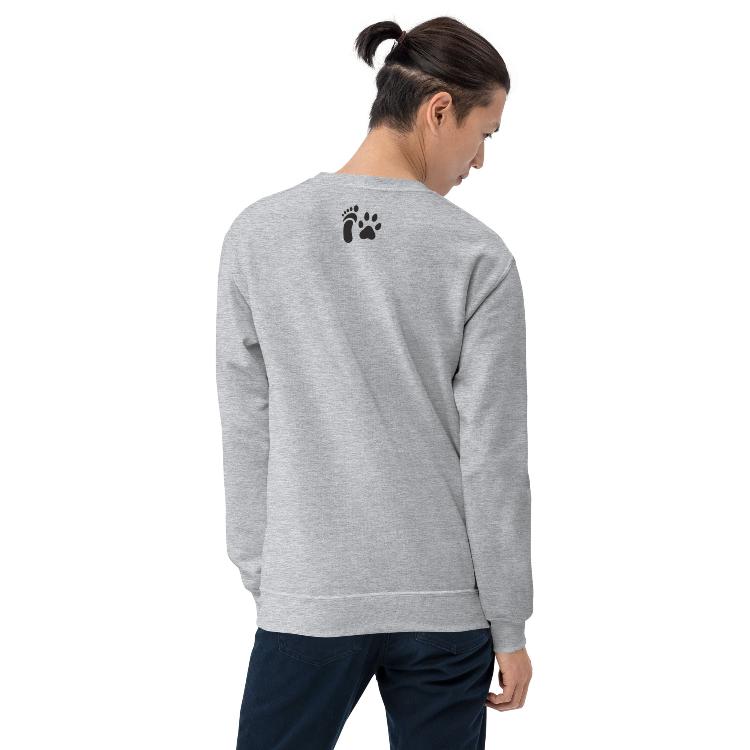 Vegetizer Unisex Sweatshirt featuring #AllSpeciesEquity logo, human foot and animal paw prints, symbolizing unity and equality for all species