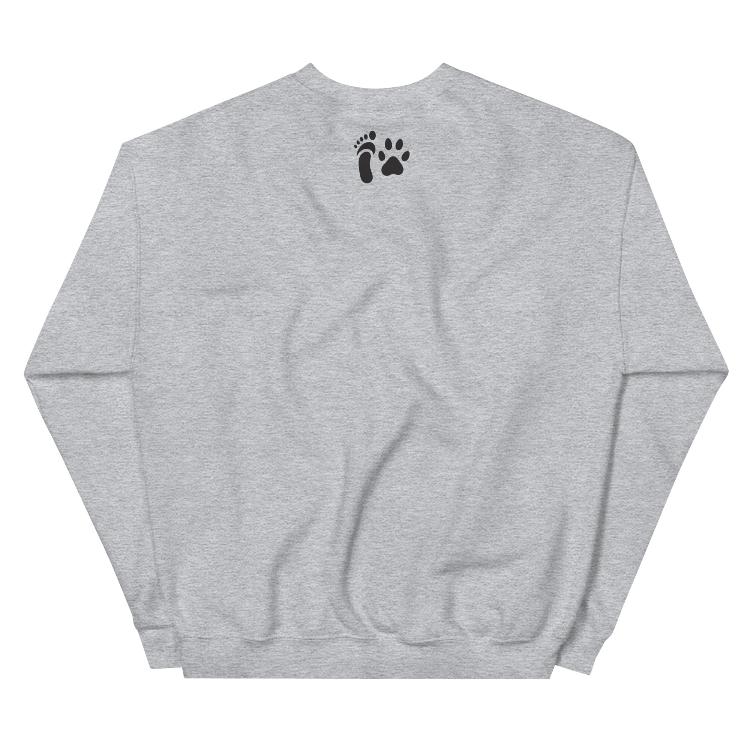 Vegetizer Unisex Sweatshirt featuring #AllSpeciesEquity logo, human foot and animal paw prints, symbolizing unity and equality for all species