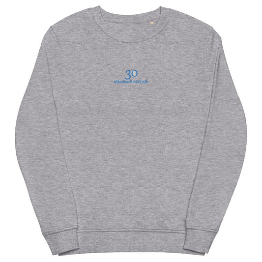 Organic unisex sweatshirt with #MeatlessForAMonth embroidery, human foot and animal paw design, eco-friendly, soft, plant-based lifestyle, sustainable fashion, animal rights advocacy