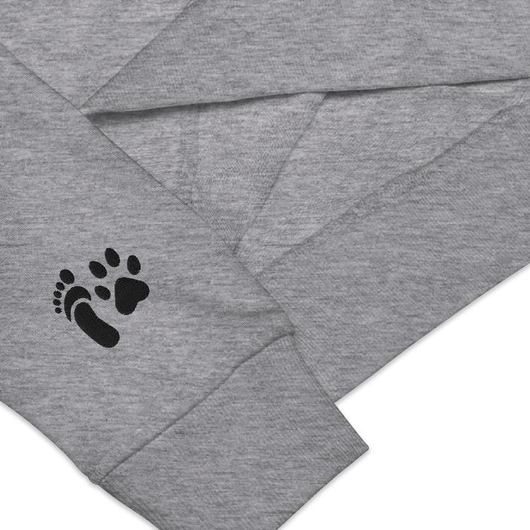 Vegetizer unisex organic sweatshirt, #AllSpeciesEquity embroidery, human foot and animal paw design, eco-friendly materials, 80% organic cotton, 20% recycled polyester, comfortable, stylish, animal rights apparel