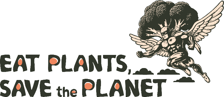 Large Organic Tote Bag - 30-Day Plant-Based Challenge - Eat Plants, Save the Planet - Print