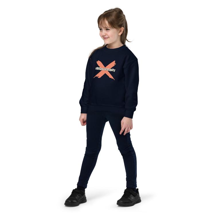 Vegetizer Youth Crewneck Sweatshirt featuring #AllSpeciesEquity symbol promoting animal rights and unity